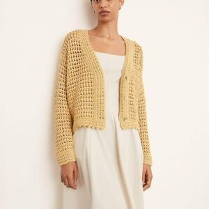 Vince Crochet Cotton Cardigan Warm Sand XS